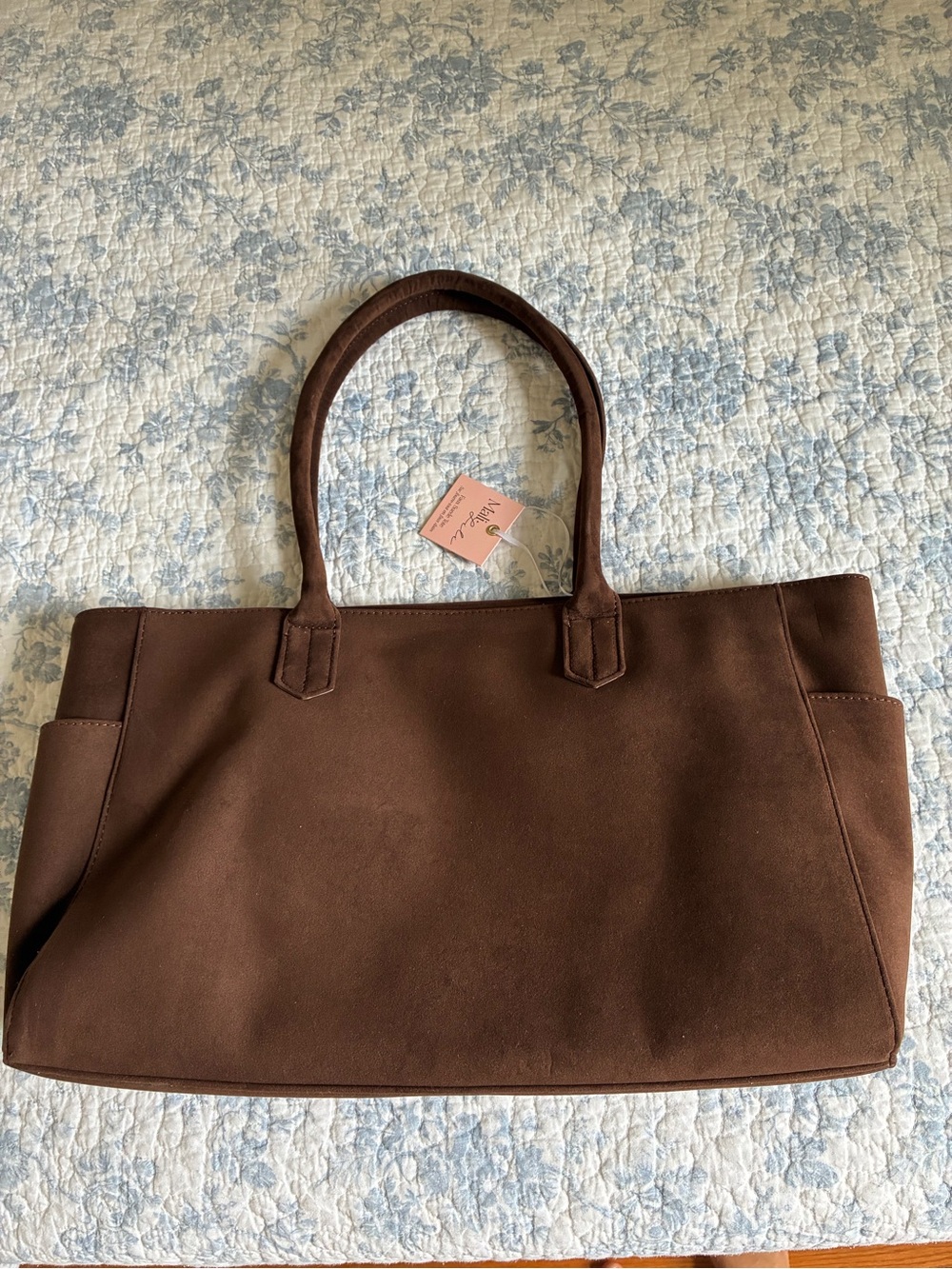 Mali + lilli faux suede tote bag NWT